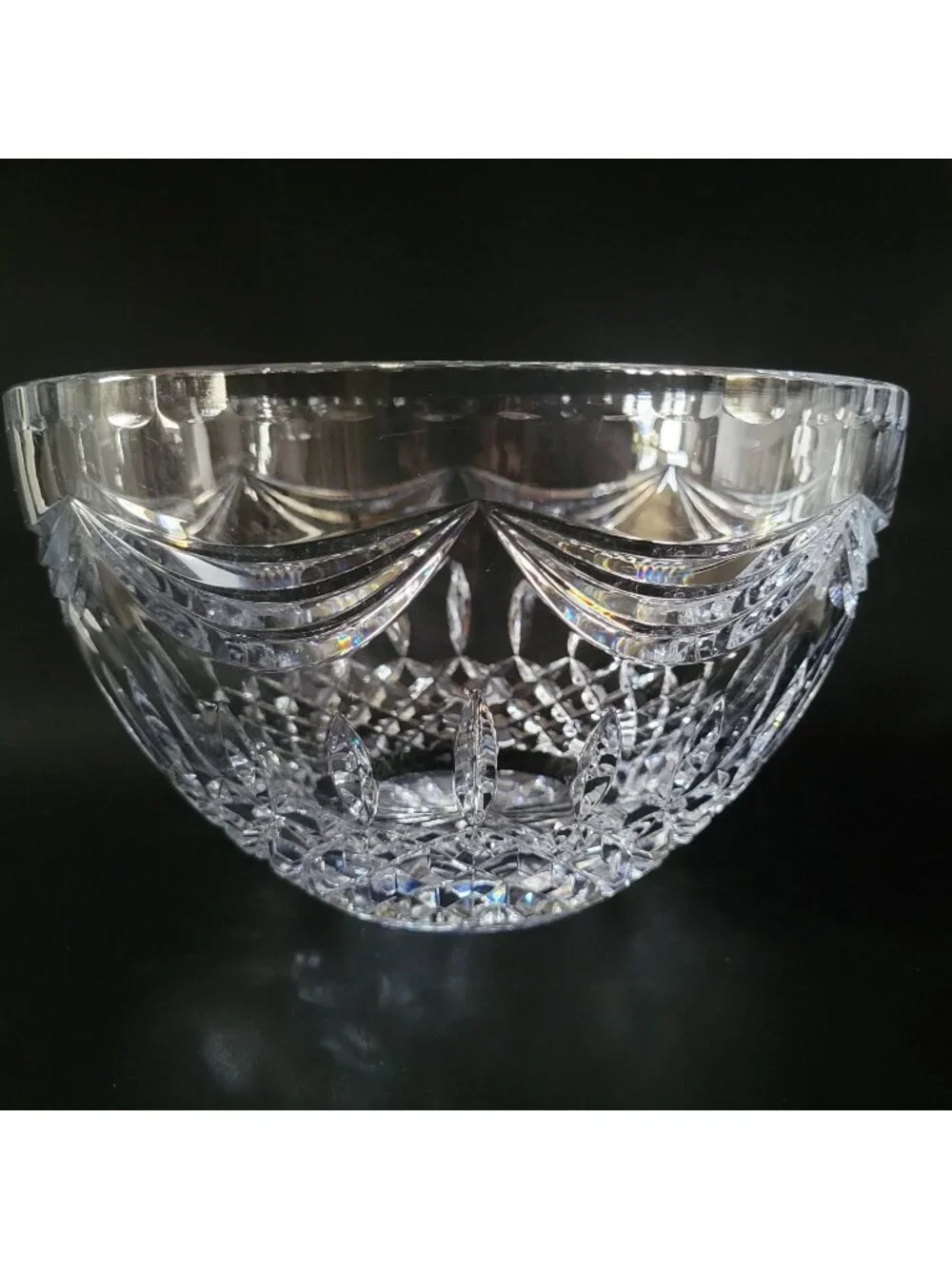 Vintage Waterford Prentiss 9.75-Inch Crystal Bowl Cross-Cut Ribbon Design *Read